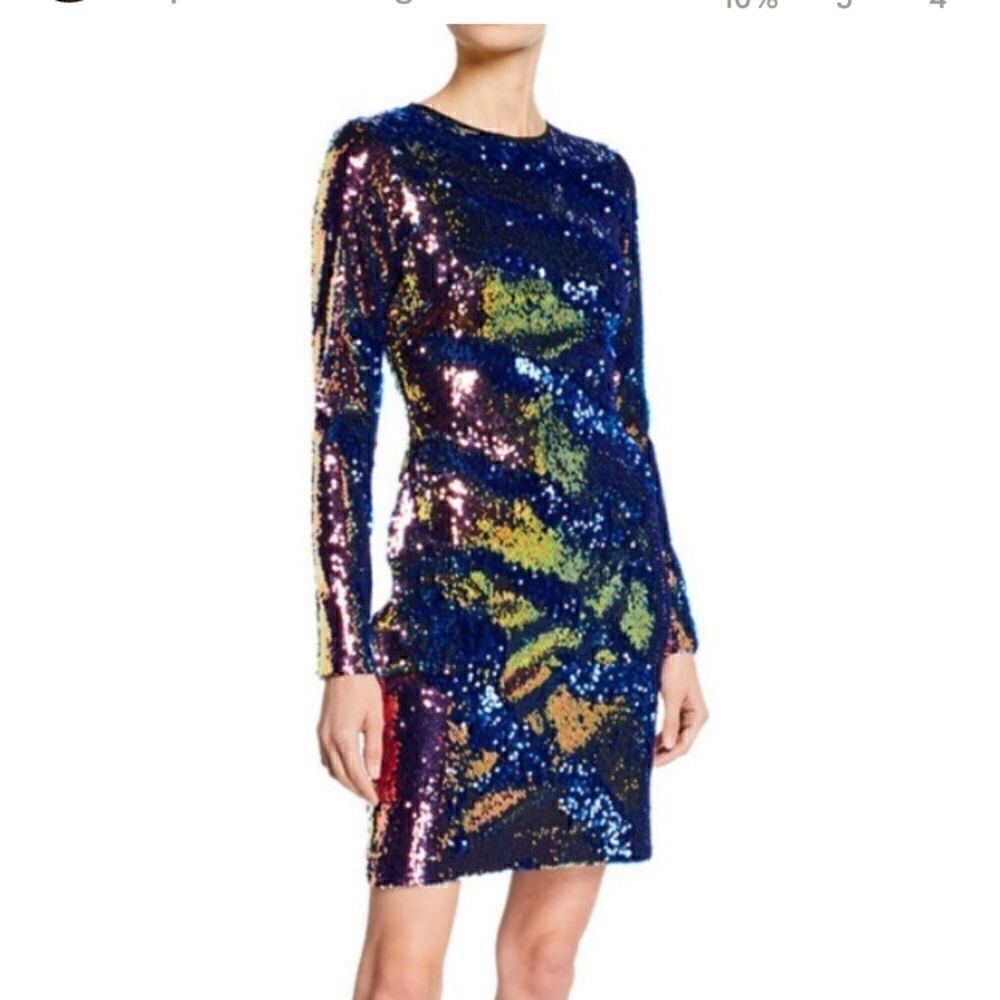 Naeem Khan multicolor sequin long sleeve mini dress. New with tags. 4